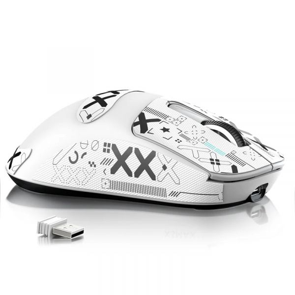 ���� ���������� Attack Shark X3 Max, White (Grip Tape), Bluetooth 5.2 / USB 2.4GHz / Type-C, ������� (������ PixArt PAW3950), �� 42 000 dpi, 50G, 750IPS, 5 ������, ���������� Omron, ����������, 49 � - �������� 1