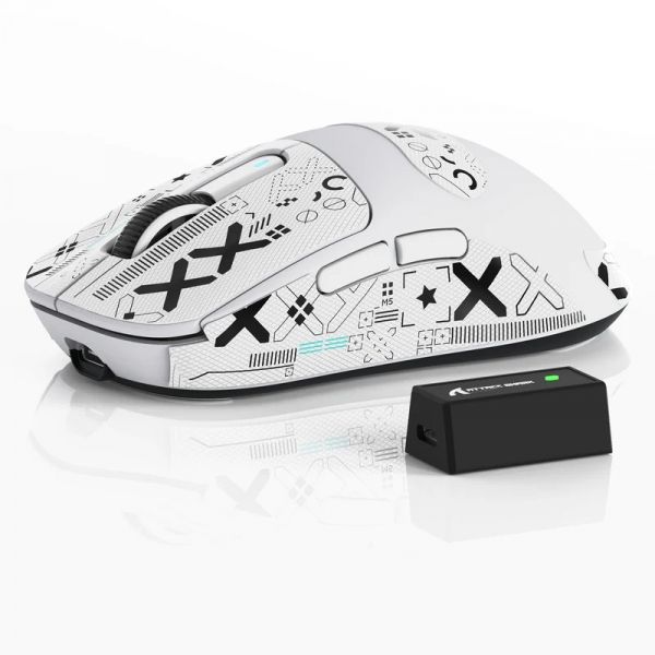   Attack Shark X3 Pro, White (Tape), Bluetooth 5.2 / USB 2.4GHz / Type-C,  ( PixArt PAW3395),  26 000 dpi, 50G, 650IPS, 5 ,  Kailh GM 8.0, , 59  -  1