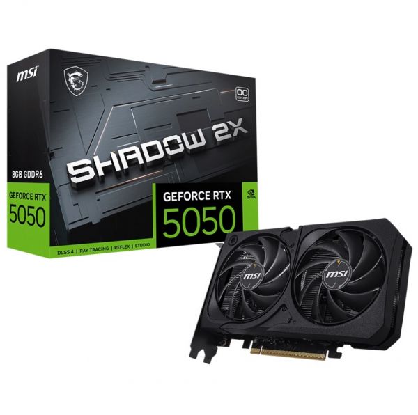 ���������� GeForce RTX 5050, MSI, SHADOW 2X OC, 8Gb GDDR6, 128-bit, HDMI/3xDP, 2617/20000 MHz, 8-pin (G5050-8S2C) - �������� 1