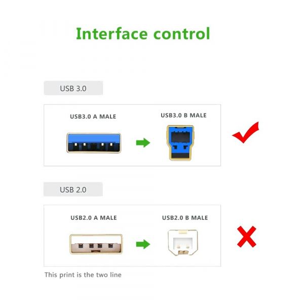  USB 3.0 AM - USB BM, 2 , Black, Ugreen US210 (10372) -  2
