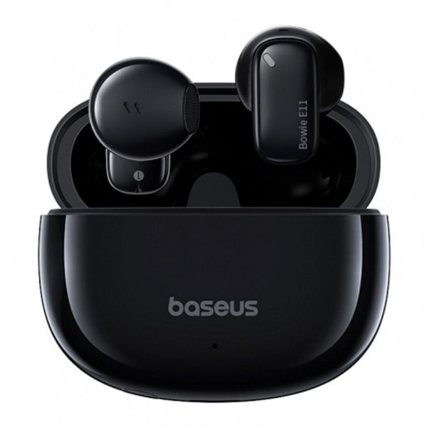 �������� ������������ Baseus Bowie E11, Black, Bluetooth 5.3, �������� (ENC), �������� 12 ��, ����, 2x40 mAh / 400 mAh, Type-C - �������� 1
