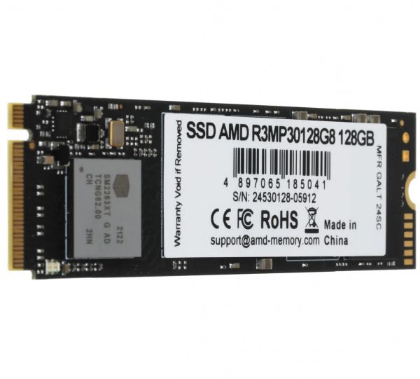 ������������ ����������� SSD 128Gb, AMD R3, PCI-E 3.0 x4, M.2 2280, 3D TLC, 1800/1250 ��/� (R3MP30128G8) - �������� 2