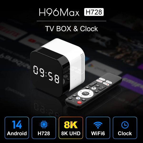 - H96 Max H728, Black/White, Allwinner H728 (8 ), 4Gb, 32Gb, WiFi 6 / Bluetooth, RJ45, 1xUSB 3.0 / 1xUSB 2.0, SPDIF, Android 14,  , LED  -  2