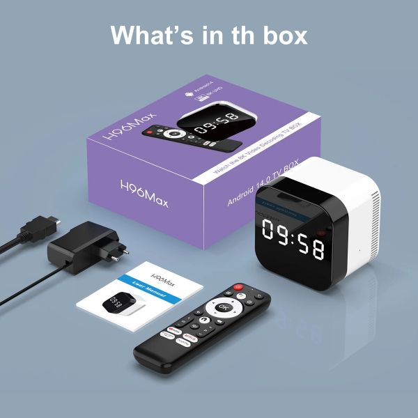 - H96 Max H728, Black/White, Allwinner H728 (8 ), 4Gb, 32Gb, WiFi 6 / Bluetooth, RJ45, 1xUSB 3.0 / 1xUSB 2.0, SPDIF, Android 14,  , LED  -  7