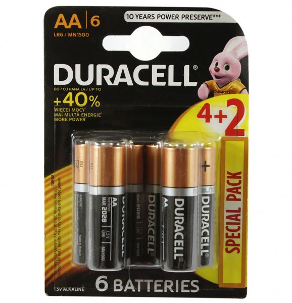 ��������� AA (LR6), ��������, Duracell Duralock Basic, 6 ��, 1.5V, Bulk (Duracell MN1500 BL6) - �������� 1