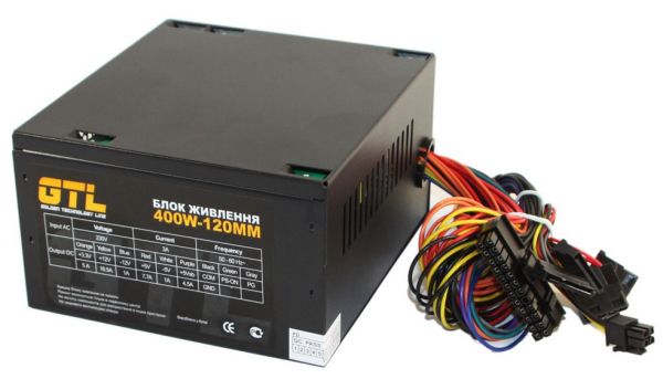 ���� ������� GTL 400W, 120mm, 20+4pin, 1x4pin, SATA � 2, Molex 2x4pin, ������ ����������� (GTL-400-120) - �������� 1