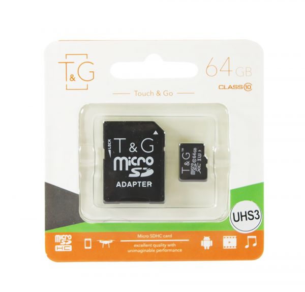 ����� ������ microSDHC, 64Gb, Class10 UHS-3, T&G, SD ������� (TTG-64GBSDU3CL10-01) - �������� 1