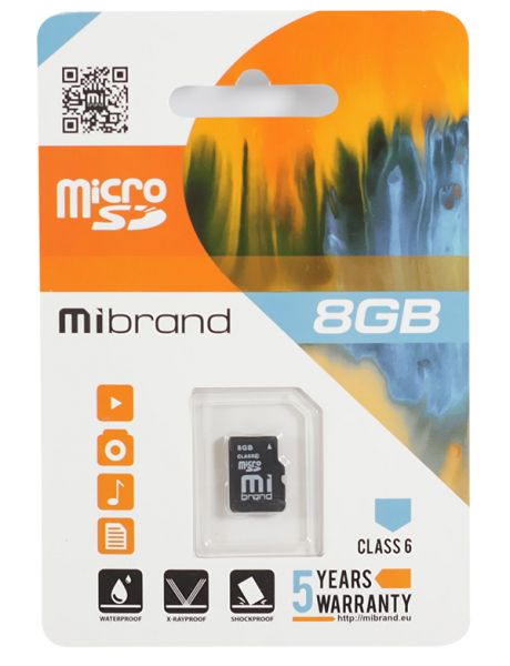   microSDHC, 8Gb, Class 6, Mibrand,   (MICDC6/8GB) -  1