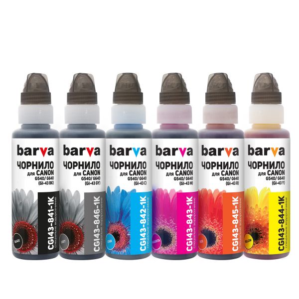 �������� ������ Barva Canon GI-43 ��� G540, G640, Black / Cyan / Grey / Magenta / Red / Yellow, 6x100 ��, ���������������, ������� OneKey (CGI43-1K-MP) - �������� 1