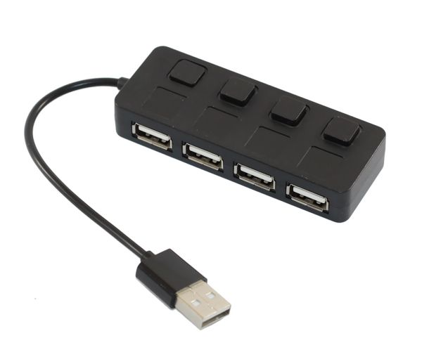  USB 2.0, 4 ports, Black, 480 Mbps, LED ,     (YT-H4L-B) -  1