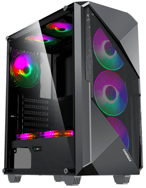 ������ GameMax Revolt Black, ��� ��, Miditower, ATX/MicroATX/Mini-ITX, 1�USB 3.1, 1�USB 2.0, 4x120 �� LED, 421x210x460 ��, 0.5��, 5.5�� (Revolt) - �������� 1