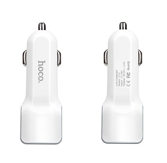    Hoco Z23, White, 2xUSB, 2.4A + Cable Micro USB -  3