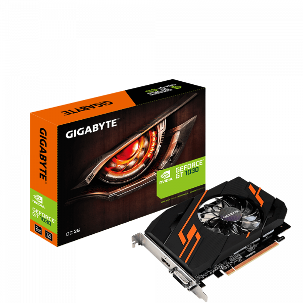  GeForce GT1030 OC, Gigabyte, 2Gb DDR5, 64-bit, DVI/HDMI, 1544/6008MHz (GV-N1030OC-2GI) -  1