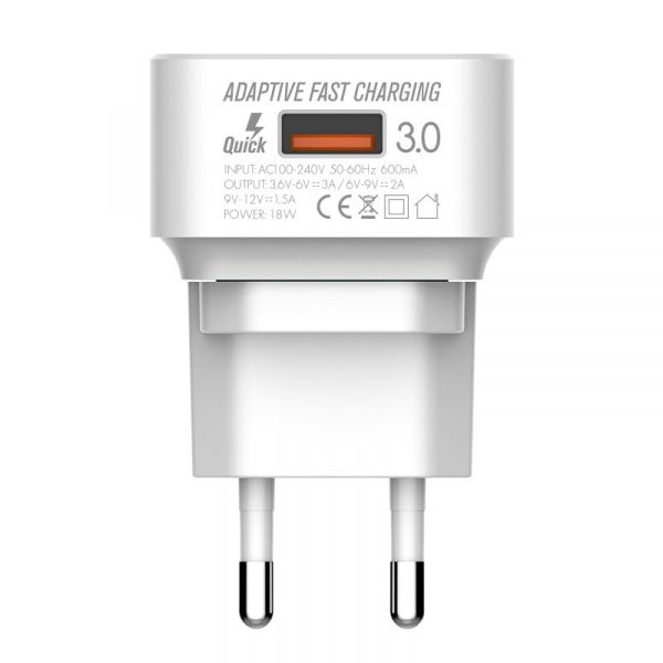    EMY, White, 1xUSB, 18W, 3.6A,  USB <-> Lightning (MY-A302Q) -  3