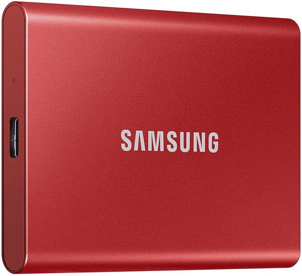   SSD, 500Gb, Samsung Portable SSD T7, Red, USB 3.2, 3D TLC, 1050/1000 MB/s,  , 256-  AES, 85 x 57 x 8 , 58  (MU-PC500R/WW) -  2