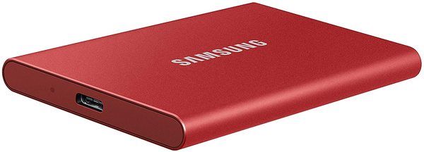   SSD, 500Gb, Samsung Portable SSD T7, Red, USB 3.2, 3D TLC, 1050/1000 MB/s,  , 256-  AES, 85 x 57 x 8 , 58  (MU-PC500R/WW) -  5