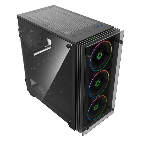  GameMax Mini Stratos Black,  , Full-tower, microATX/Mini-ITX, 2USB 3.0, 4x120  LED, 411,5193415 , 0.6, 3.6 (H609) -  5