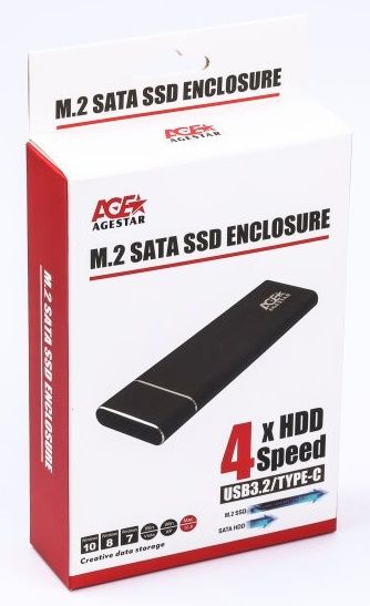 ������ ������� M.2 AgeStar 3UBNF5C, Gray, USB 3.0, ��� M.2 (Key B), ������ 2230/2242/2260/2280, ���������� ������ - �������� 3