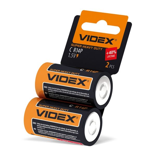 ��������� C (R14), �������, Videx Excellent!, 2 ��, 1.5V, Shrink (R14P/C 2pcs SHRINK CARD) - �������� 1
