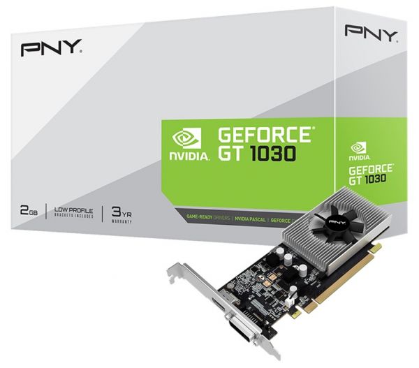 ³ GeForce GT1030, PNY, 2Gb GDDR5, 64-bit, DVI/HDMI, 1379/6000 MHz, Low Profile (VCGGT10302PB) -  1