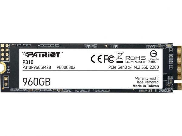 ������������ ����������� M.2 960Gb, Patriot P310, PCI-E 3.0 x4, 3D TLC, 2100/1800 MB/s (P310P960GM28) - �������� 1