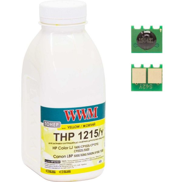 ����� + ��� HP CLJ CP1025/1215/2025, Canon LBP5000/5050/5100/7200, Yellow, 35 �, WWM (TC1025Y) - �������� 1