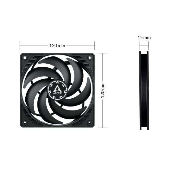 ���������� 120 ��, Arctic P12 Slim PWM PST, Black, 120�120�15 ��, PWM, 300-2100 ��/���, 4-pin, �������������� ��������� (ACFAN00187A) - �������� 5
