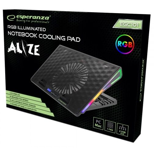 ϳ������� ��� �������� �� 17" Esperanza "Alize", Black, 1x18 �� ���������� (21 dB, 600-800 rpm), 6 ����������, 7 ������ RGB �����������, �� �����, 2xUSB, 400x288x36 �� (EGC101) - �������� 5