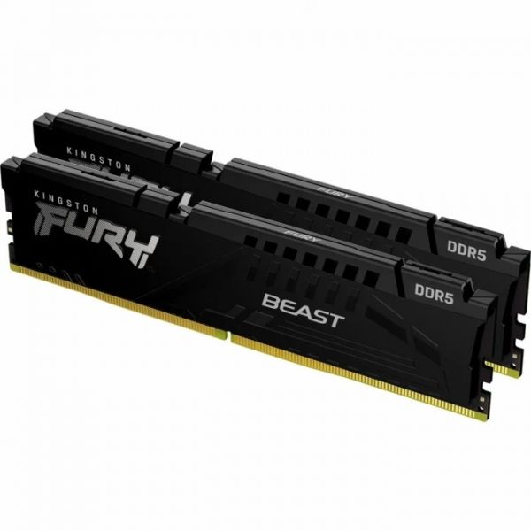  32Gb x 2 (64Gb Kit) DDR5, 5600 MHz, Kingston Fury Beast, Black, 36-38-38, 1.25V,   (KF556C36BBEK2-64) -  1