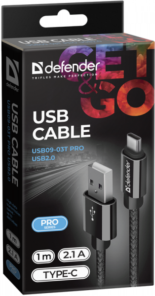  USB - USB Type-C 1  Defender USB09-03PROT, Black, 2 (87814) -  3