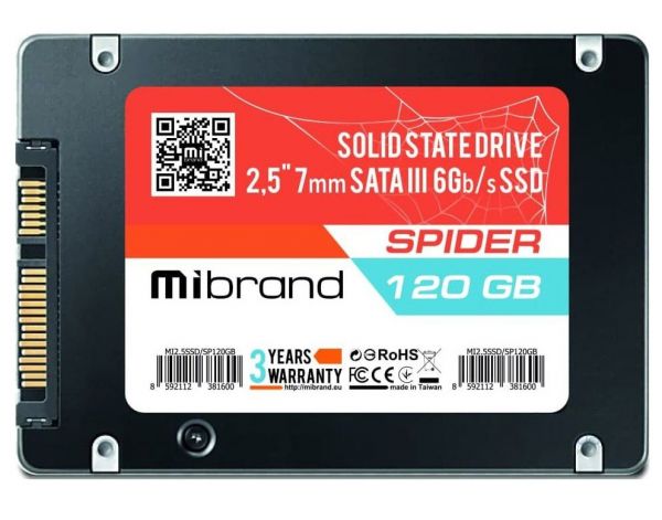 SSD  Mibrand Spider 120Gb SATA3 2.5" 3D TLC  (MI2.5SSD/SP120GBST) -  1