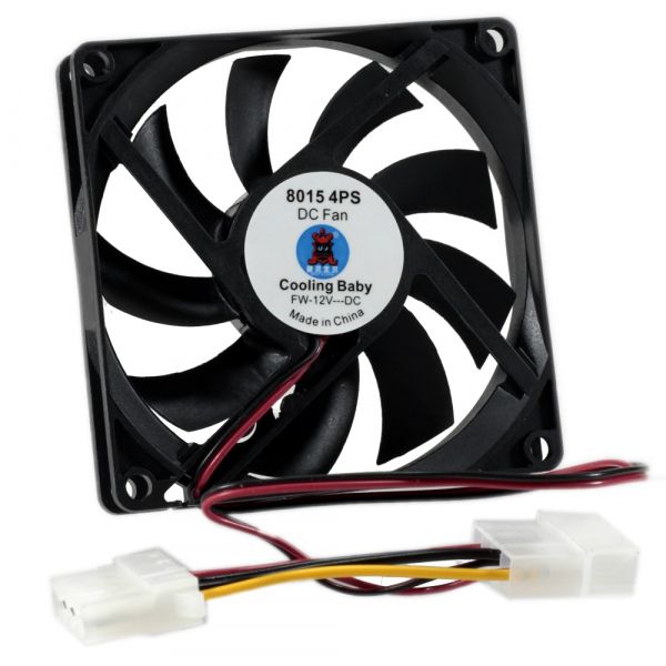 ���������� 80 mm Cooling Baby SB 12� 0,30�, 80x80x15��, HB 2500 ��/���, 24��, molex 4pin - �������� 1