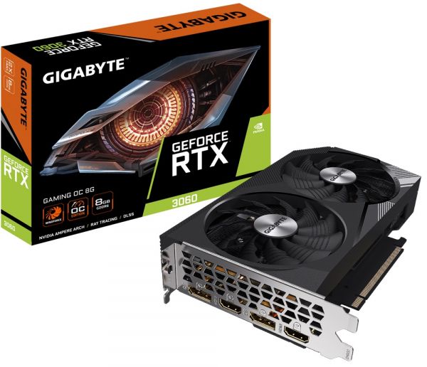  GeForce RTX 3060, Gigabyte, GAMING OC, 8Gb GDDR6, 128-bit, 2xHDMI/2xDP, 1807/15000 MHz, 8-pin (GV-N3060GAMING OC-8GD) -  1