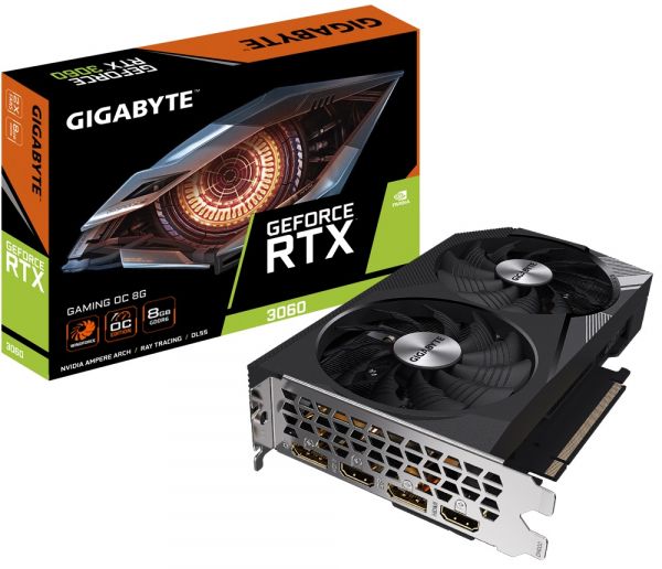 ���������� GeForce RTX 3060, Gigabyte, GAMING OC, 8Gb GDDR6, 128-bit, 2xHDMI/2xDP, 1807/15000 MHz, 8-pin (GV-N3060GAMING OC-8GD) - �������� 1