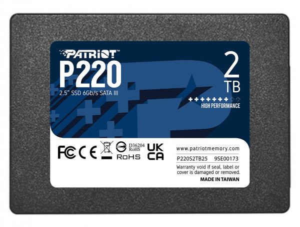 SSD  Patriot P220 2Tb SATA3 2.5" 3D TLC (P220S2TB25) -  1