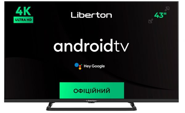  43" Liberton LTV-43U01AT UltraHD 3840x2160 60Hz, Smart, DVB-T2, HDMI, USB, VESA 200x200 -  1