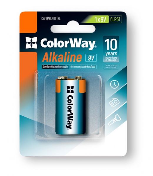  ColorWay  6LR61 9V Alkaline Power * 1 (CW-BA6LR61-1BL) -  1