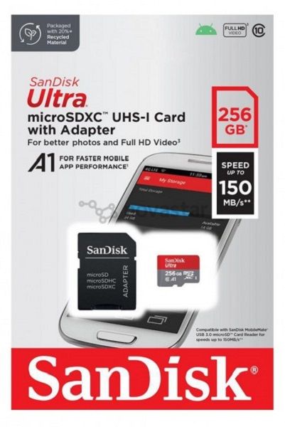 ����� ������ microSDXC, 256Gb, Class10 UHS-I Ultra A1, SanDisk, SD ������� (SDSQUAC-256G-GN6MA) - �������� 3