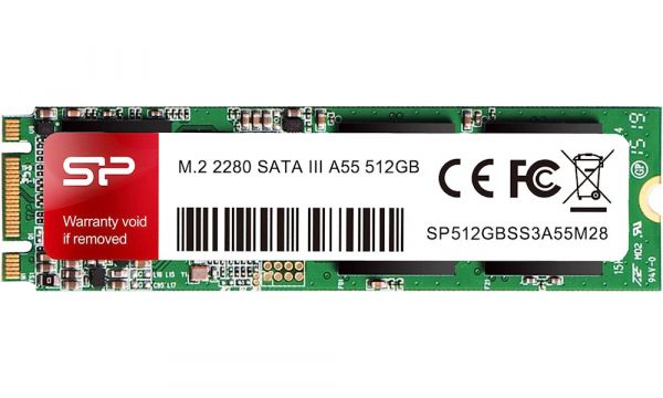   M.2 512Gb, Silicon Power A55, SATA3, 3D TLC, 560/530 MB/s (SP512GBSS3A55M28) -  1