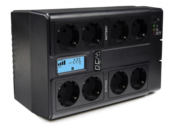  PowerCom CUB-1000N LCD Schuko Black, 1000VA, 550W, USB, -, 4+4  (Schuko) -  1