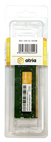  SO-DIMM, DDR4, 8Gb, 3200 MHz, Atria, 1.2V, CL22 (UAT43200CL22SK1/8) -  3