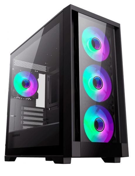������ GameMax Defender TG Black, ��� ��, Mini Tower, Micro ATX / Mini ITX, 1xUSB 3.1, 2xUSB 2.0, 4x120 �� LED, 461x210�450 �� - �������� 1