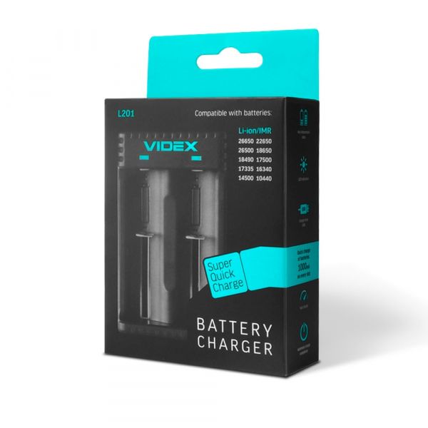 �������� ������� Videx L201, Black, 2 x Li-ion/IMR (1000 mAh, 4.2V), microUSB (5V/2A), LED ���������, 2 ��������� ������ (VCH-L201) - �������� 5