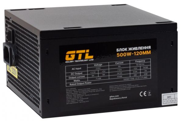 ���� ������� 500 ��, GTL Gaming Star, Black, 120 ��, 2xMolex / 4xSATA / 1x6+2-pin / 1x4+4-pin / 1x20+4-pin (GTLGS500BK) - �������� 1