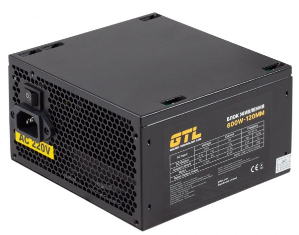 ���� �������� 600 ��, GTL Gaming Star, Black, 120 ��, 2xMolex / 4xSATA / 2x6+2-pin / 2x4+4-pin / 1x20+4-pin (GTLGS600BK) - �������� 1
