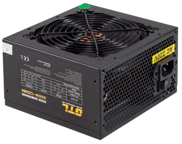 ���� �������� 600 ��, GTL Gaming Star, Black, 120 ��, 2xMolex / 4xSATA / 2x6+2-pin / 2x4+4-pin / 1x20+4-pin (GTLGS600BK) - �������� 4