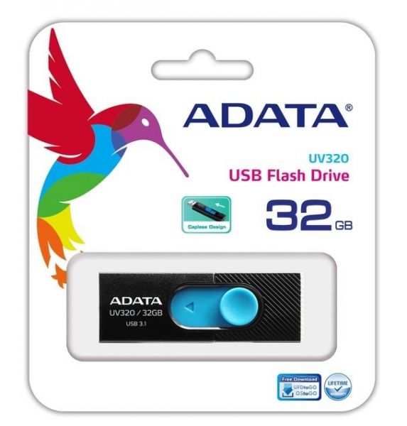 USB 3.0 Flash Drive 32Gb ADATA UV320, Black/Blue (AUV320-32G-RBKBL) - �������� 3