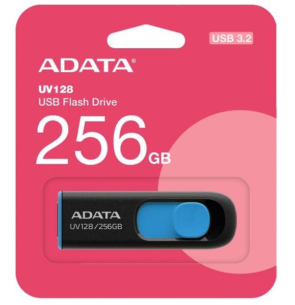 USB 3.2 Flash Drive 256Gb ADATA UV128, Black/Blue (AUV128-256G-RBE) -  3