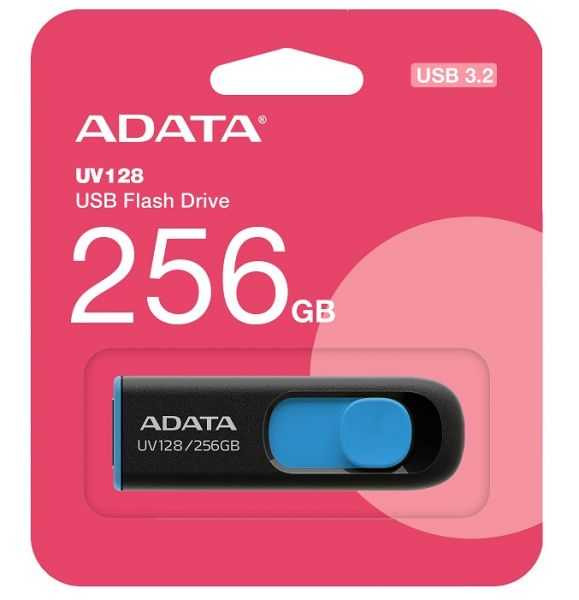 USB 3.2 Flash Drive 256Gb ADATA UV128, Black/Blue (AUV128-256G-RBE) - �������� 3