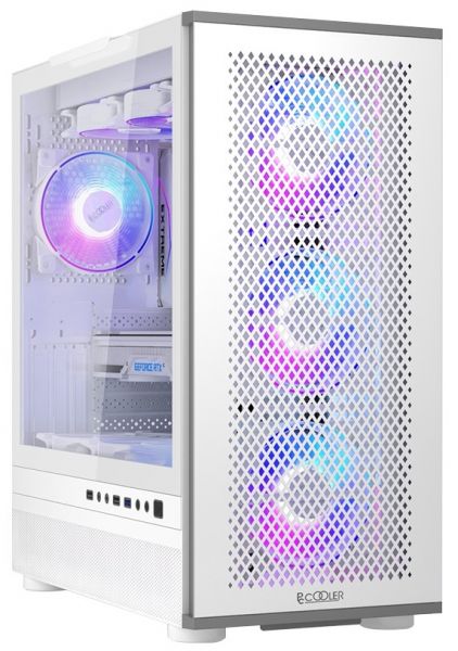 ������ PcCooler ME200 MESH, White, Full Tower, ��� ��, ��� E-ATX / ATX / Micro ATX / Mini ITX, 1xUSB 3.0 / 2xUSB 2.0, ����. CPU - 180 �� / GPU - 380 ��, 3x120 �� ARGB, ������� ������ �� ����������� ������ - �������� 3